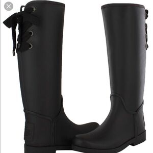 Authentic Coach black lace up rain boots